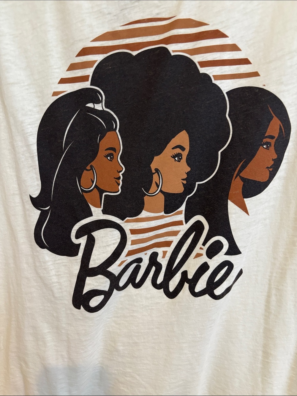 Barbie Cream Burnout Tee with Retro Graphic. Size L - Picture 2 of 6